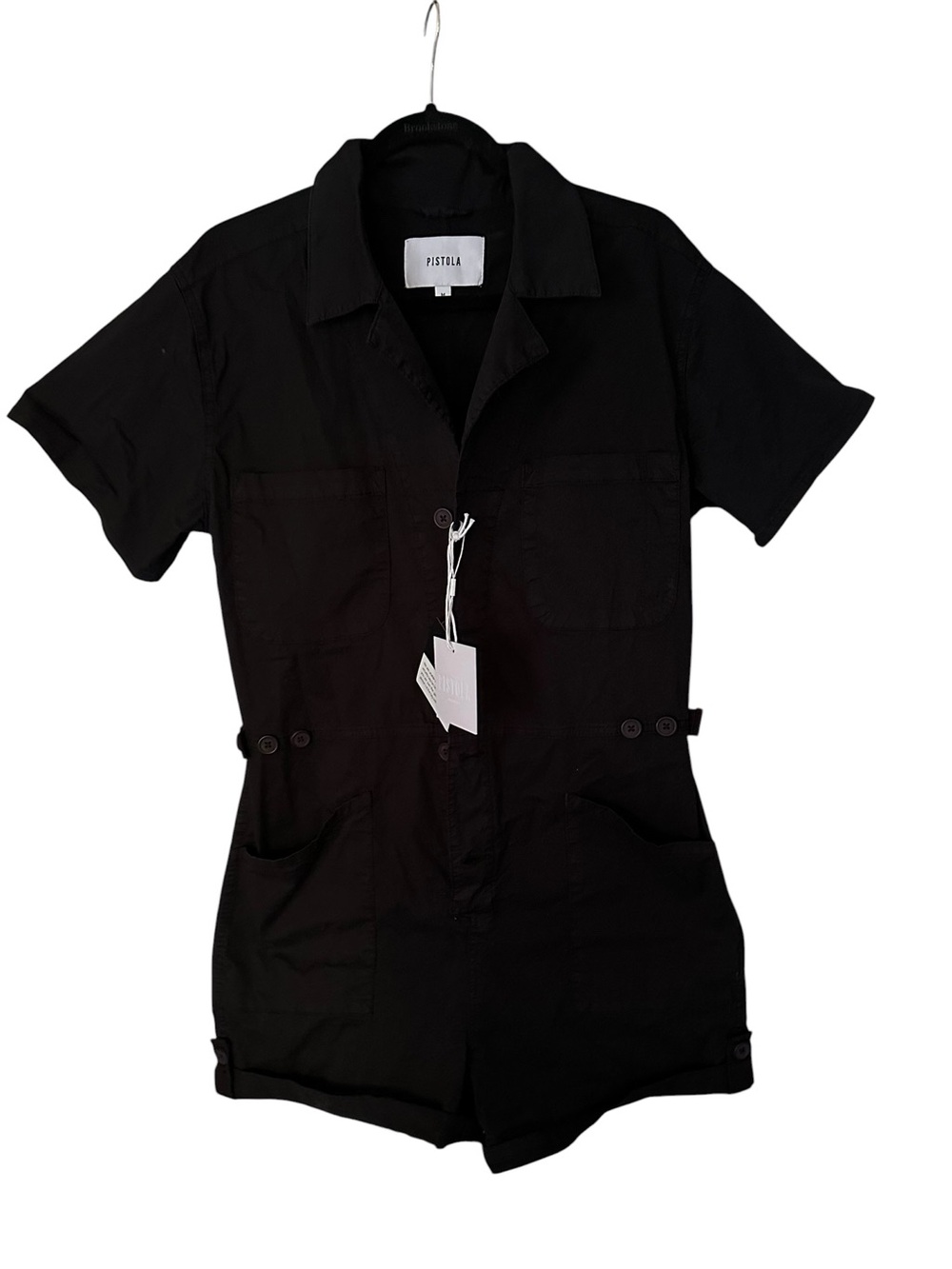 Pistola NWT Parker Fade to Black Short-Sleeve Button Romper Size Medium - Picture 4 of 8